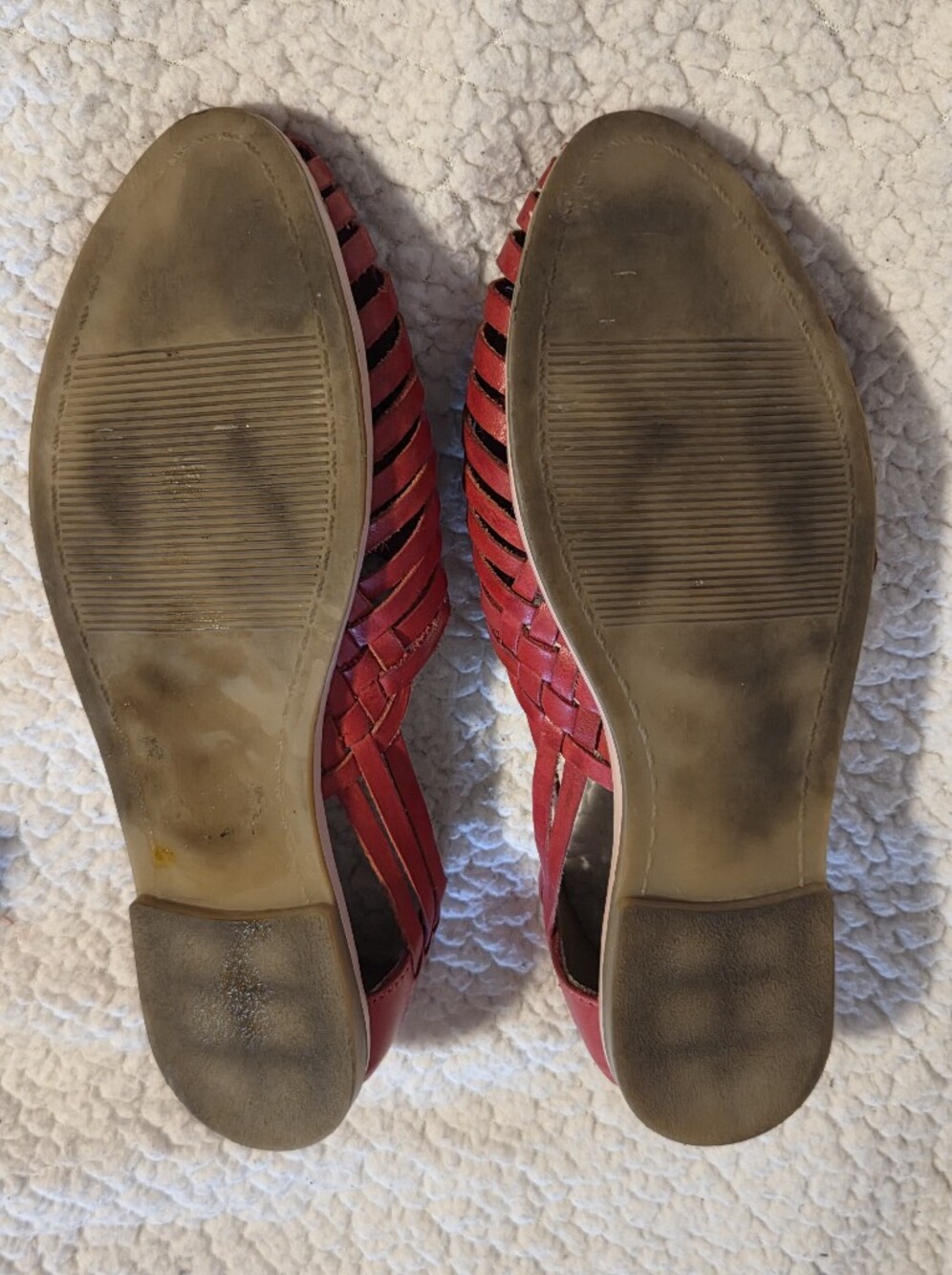 Women's Red Woven Leather Huaraches, Sizes 8 and 9 - Picture 8 of 13